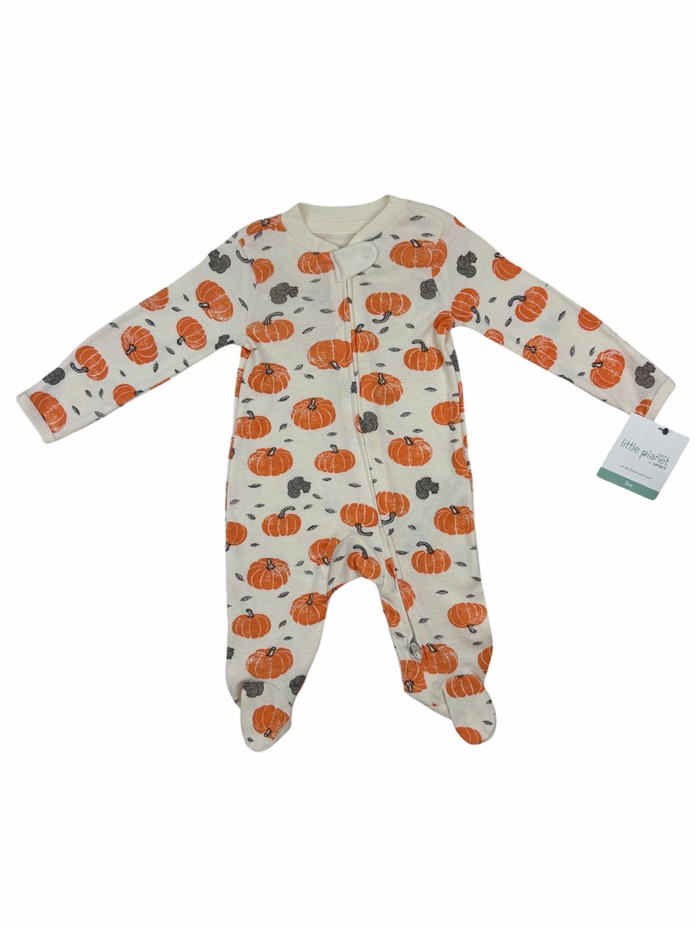 Carter’s Little Planet Pumpkin Squirrel Print Footed Pajamas Fall Onesie Size 3M